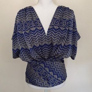 FEI Women’s V-Neck Drape Sleeved Blouse Top